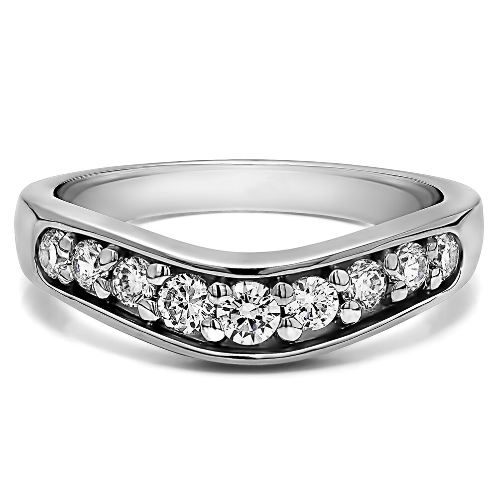 Sterling Silver Channel Set Contour Wedding Ring 0.66tw 