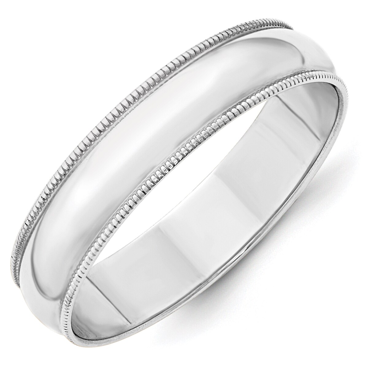 14K White Gold 3mm Light Weight Milgrain Half Round Band Size 4 to 14