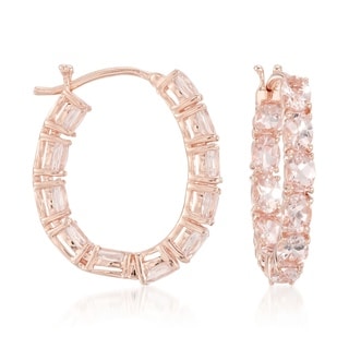 Simulated Nano Morganite Hoop Earrings in Rose Gold Plated Sterling Silver Simulated Nano Morganite Hoop Earrings in Rose Gold Plated Sterling Silver