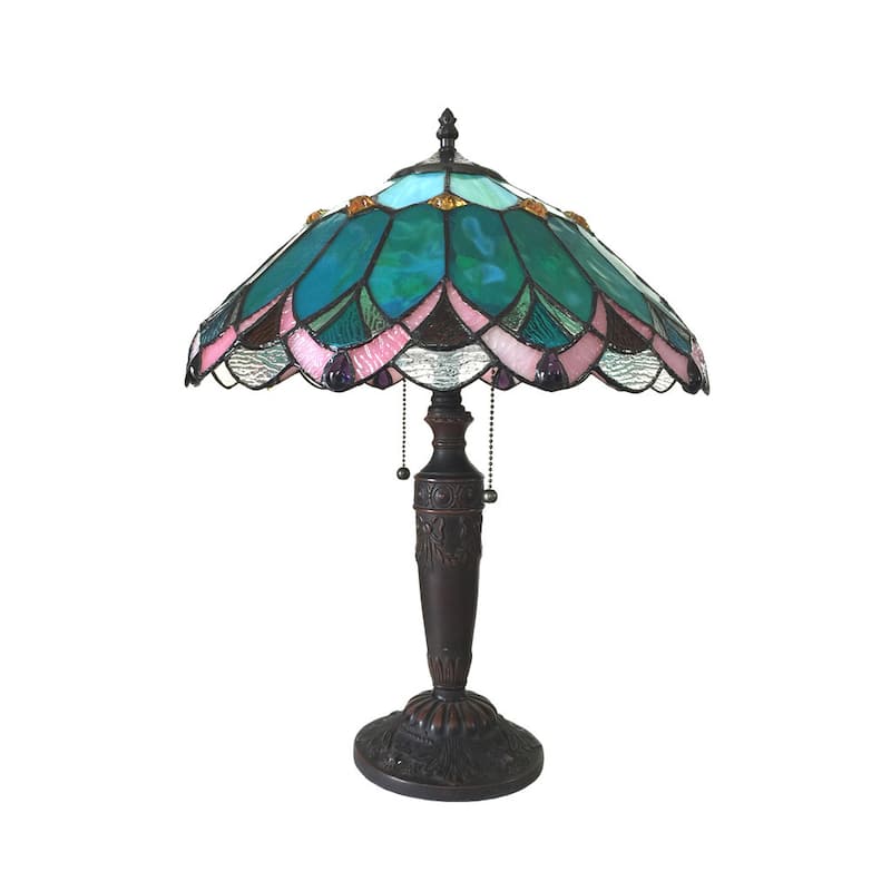 Demeter Tiffany Style 2-light Dark Antique Bronze Table Lamp