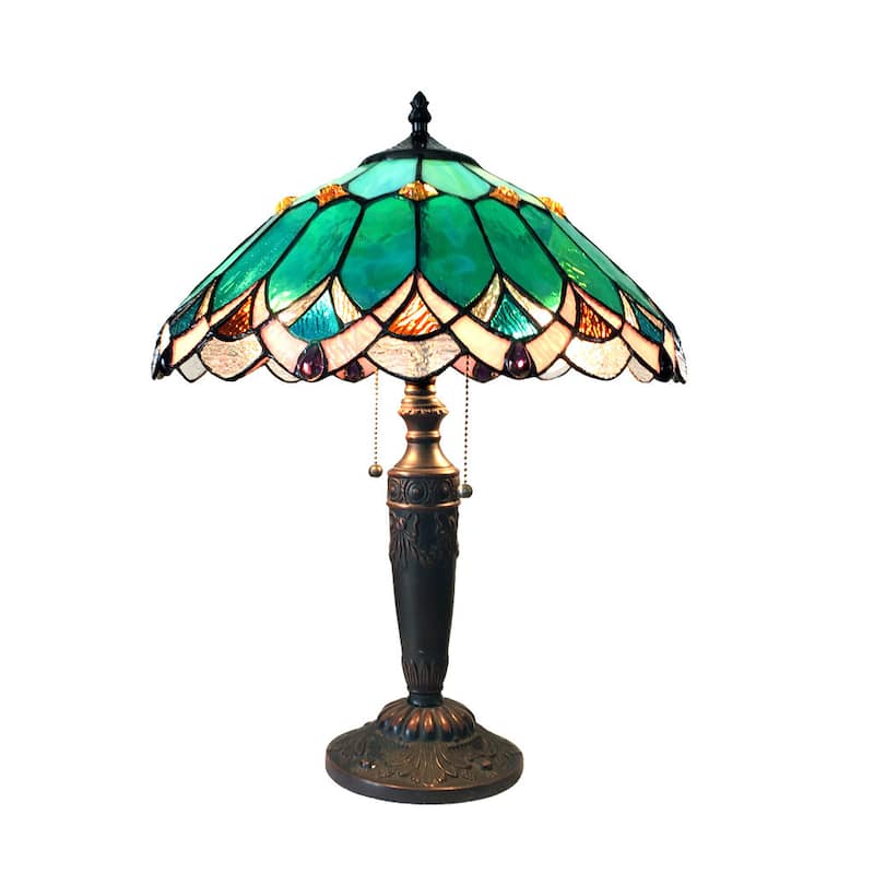Demeter Tiffany Style 2-light Dark Antique Bronze Table Lamp