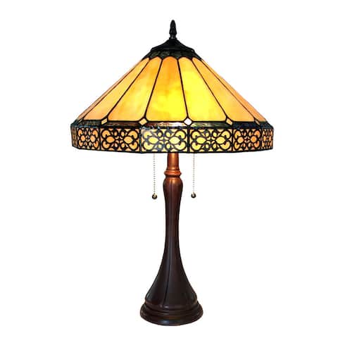 Eleanor Tiffany Style Mission Design 2-light Dark Antique Bronze Table Lamp