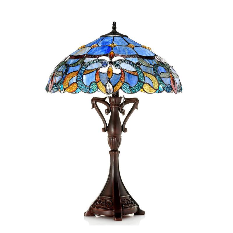 Nora Tiffany Style Victorian Design 2-light Dark Antique Bronze Table Lamp