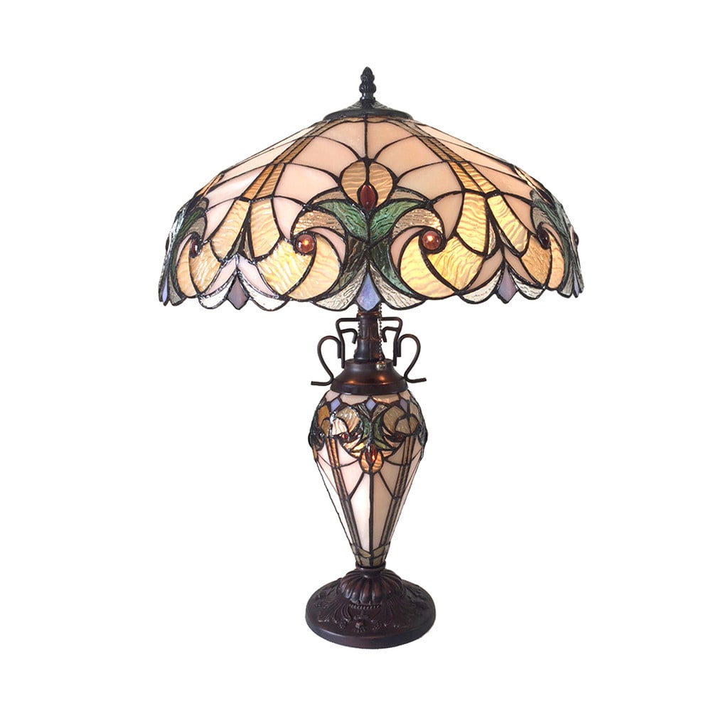 Liaison Tiffany Style Victorian Design 2 + 1-light Dark Antique Bronze Table Lamp