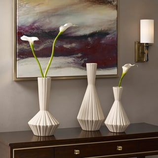 Madison Park Signature Lucia Ivory Handmade Stone Vase Set - Set of 3