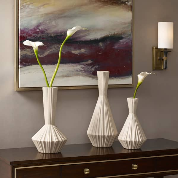 slide 2 of 7, Madison Park Signature Lucia Ivory Handmade Stone Vase Set - Set of 3