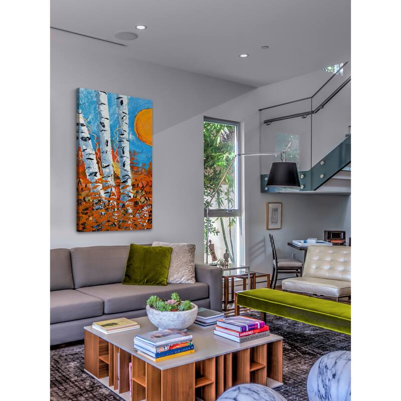 'Birch Bend Autumn' Painting Print on Wrapped Canvas - Multi-Color