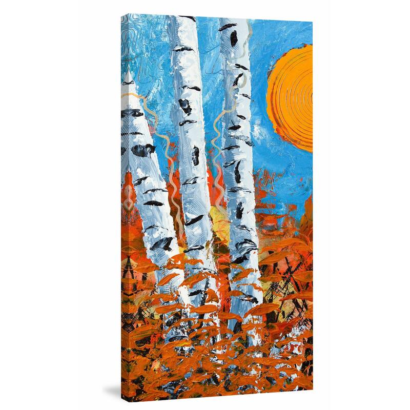 'Birch Bend Autumn' Painting Print on Wrapped Canvas - Multi-Color