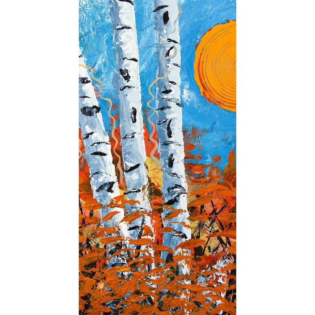'Birch Bend Autumn' Painting Print on Wrapped Canvas - Multi-Color