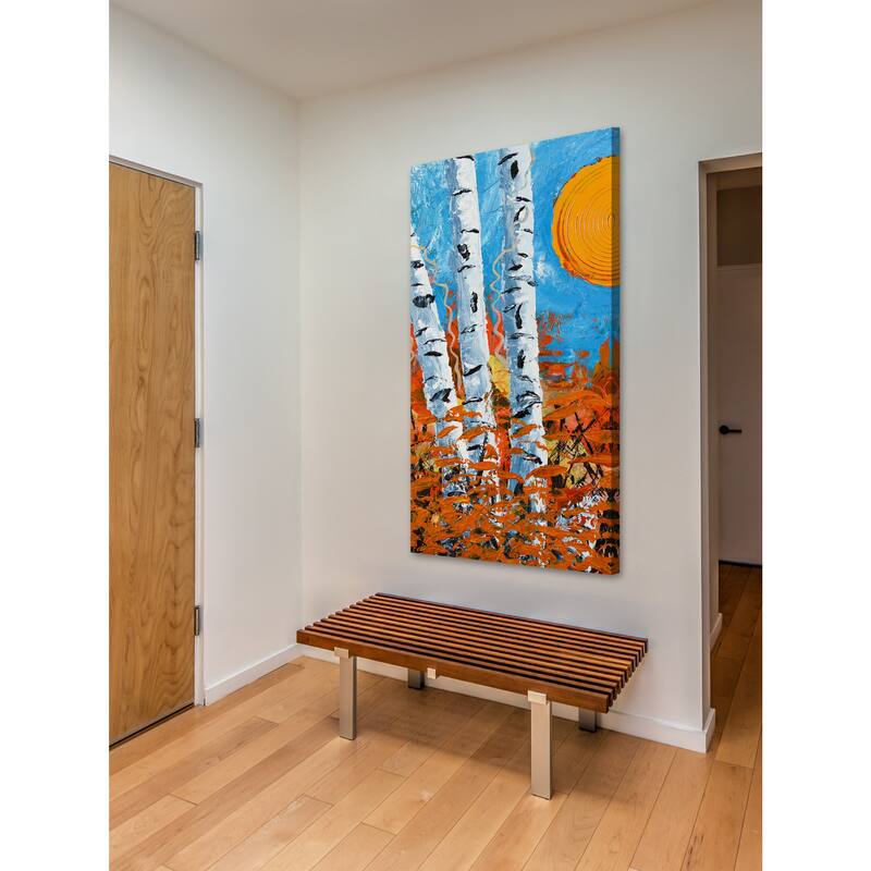 'Birch Bend Autumn' Painting Print on Wrapped Canvas - Multi-Color