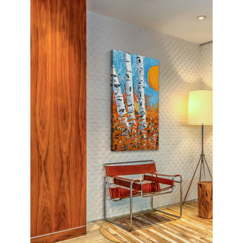 'Birch Bend Autumn' Painting Print on Wrapped Canvas - Multi-Color