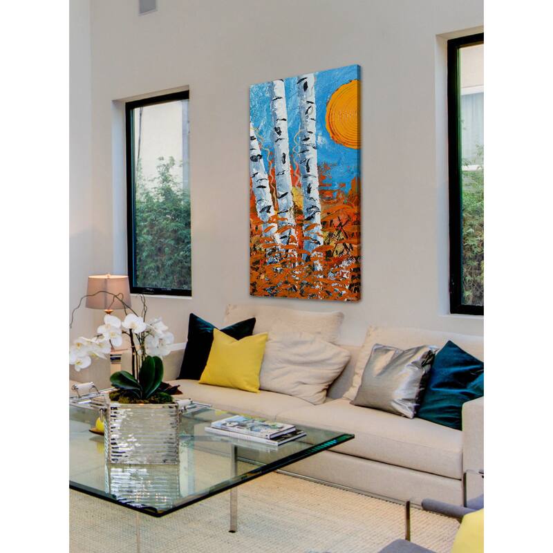 'Birch Bend Autumn' Painting Print on Wrapped Canvas - Multi-Color