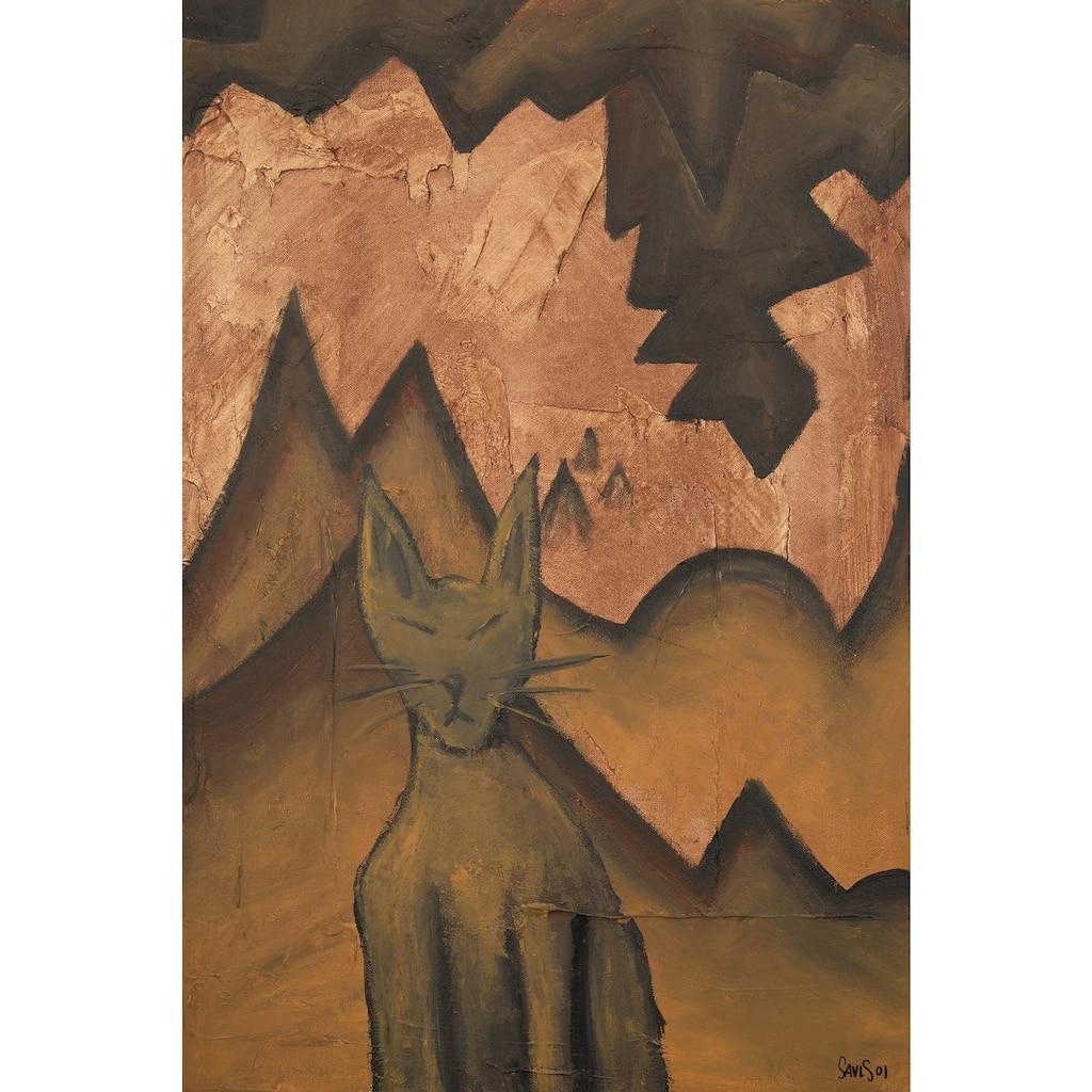 'Cat 2 of 2' Painting Print on Wrapped Canvas - Multi-Color