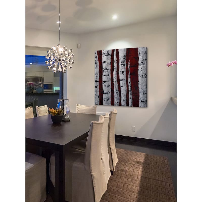 'Birch Bend White and Red' Painting Print on Wrapped Canvas - Multi-Color