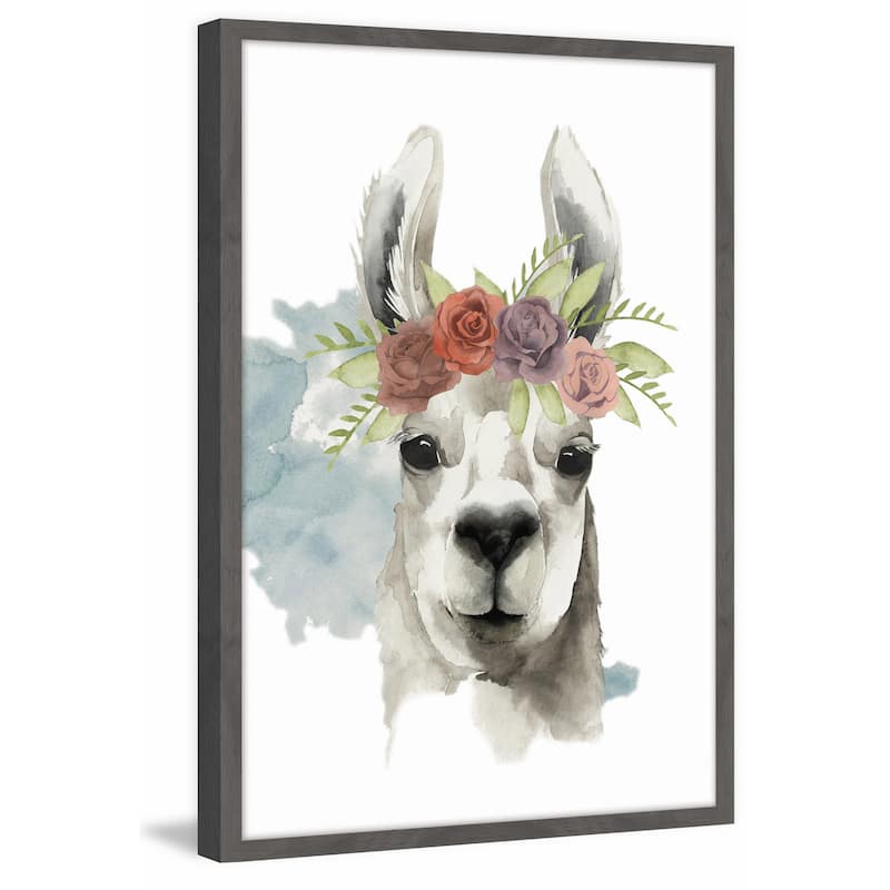 Llama Flora I' Framed Painting Print