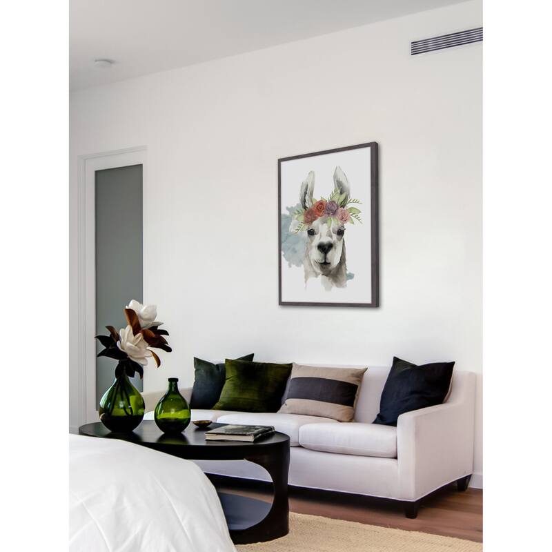 Llama Flora I' Framed Painting Print