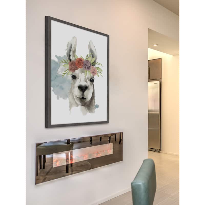 Llama Flora I' Framed Painting Print