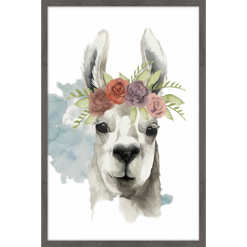Llama Flora I' Framed Painting Print