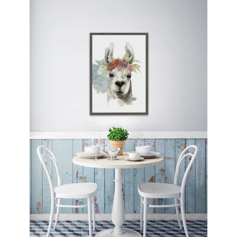 Llama Flora I' Framed Painting Print