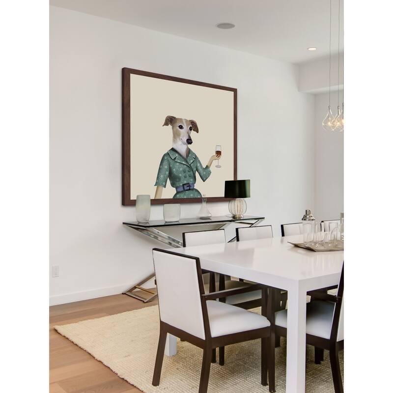 Greyhound Wine Snob' Framed Painting Print