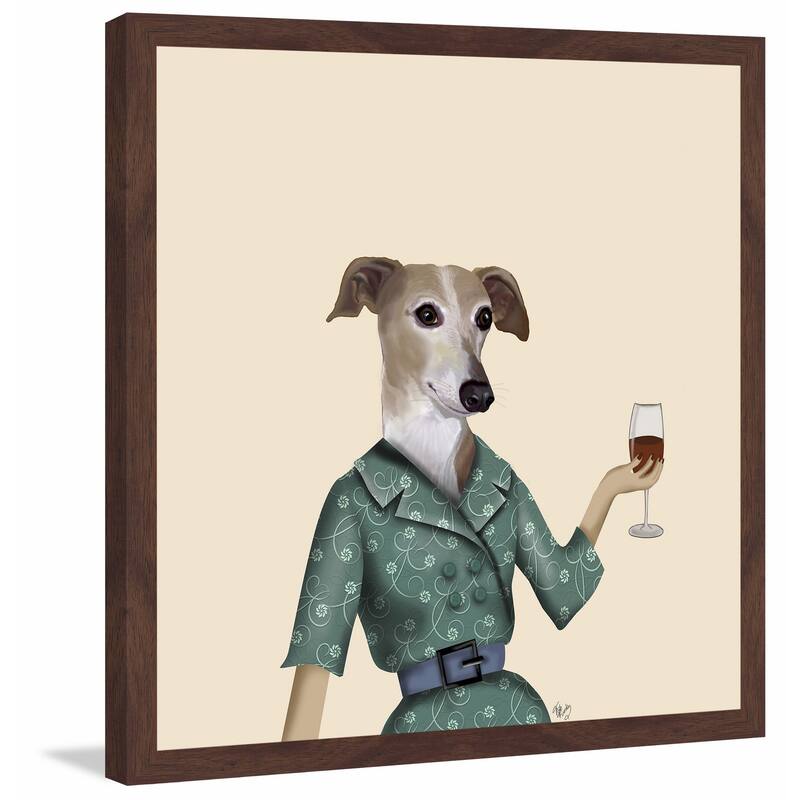 Greyhound Wine Snob' Framed Painting Print