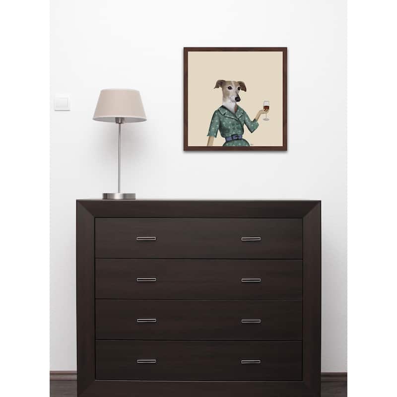 Greyhound Wine Snob' Framed Painting Print