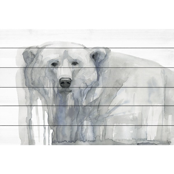 Marmont Hill - Handmade Polar Bear Painting Print on White Wood