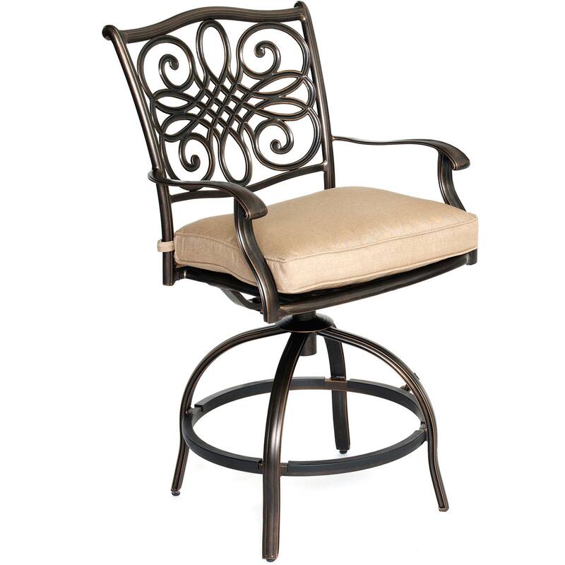 Monaco 7-Piece High-Dining Set in Tan with a 56 In. Tile-top Table and 6 Swivel Chairs
