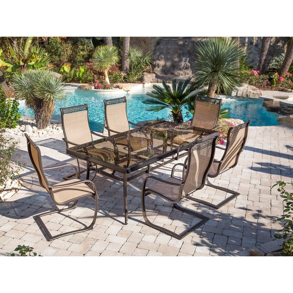 Hanover Monaco 7 Piece Dining Set With Spring Sling Chairs Hanover Monaco 7 Piece Dining Set