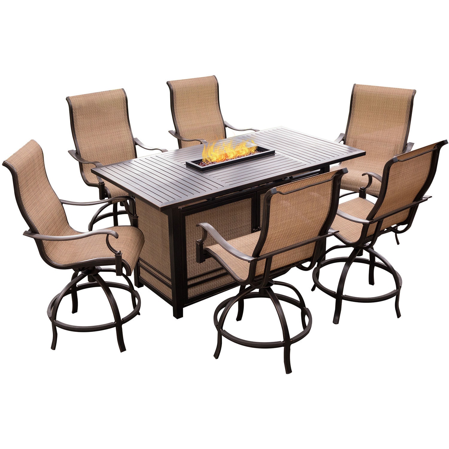 Monaco 7 Piece High Dining Set with 6 Swivel Rockers and a 30 000