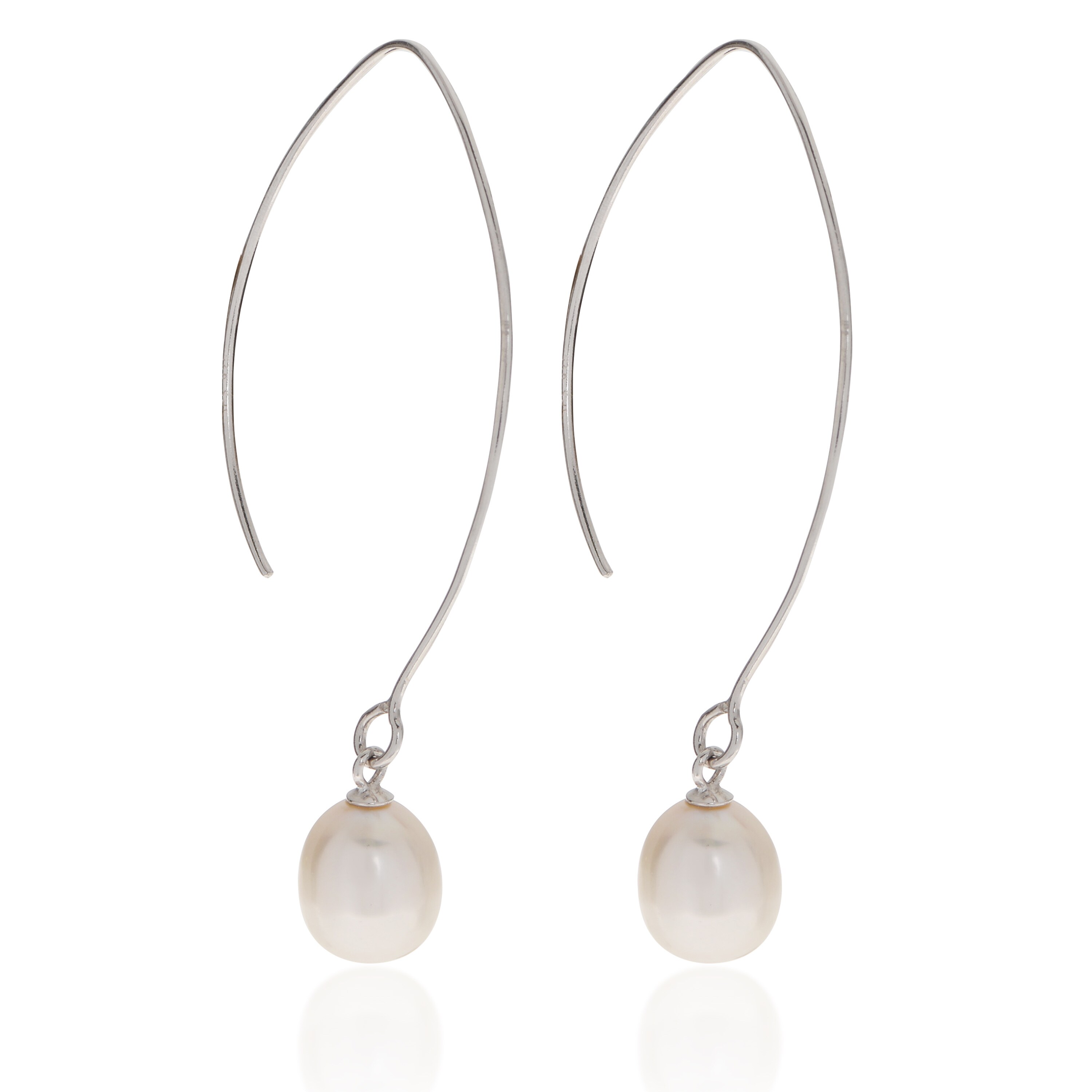 9-10mm White Natural Freshwater Flat Pearl Earrings for Women Stud Jewelry e245