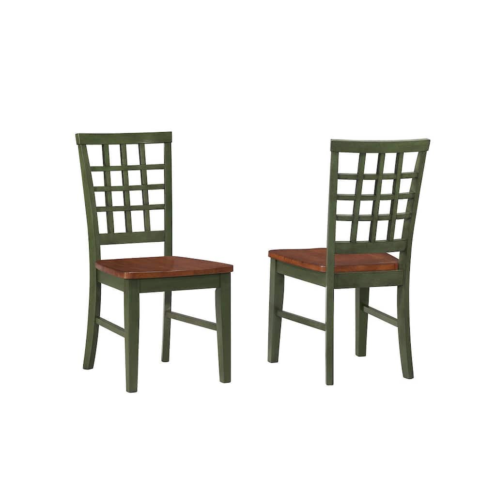 Intercon Impatiens Green and Java Lattice Back Dining Chair (Pack of 2)