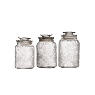 Glass Medallion Textured Canisters (Set of 3)