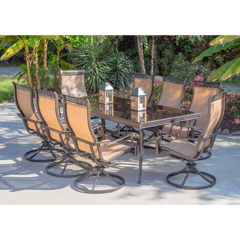 Hanover Monaco 42-inc inches high x 84-inch Dining Table Eight Swivel Rockers 9-piece Dining Set