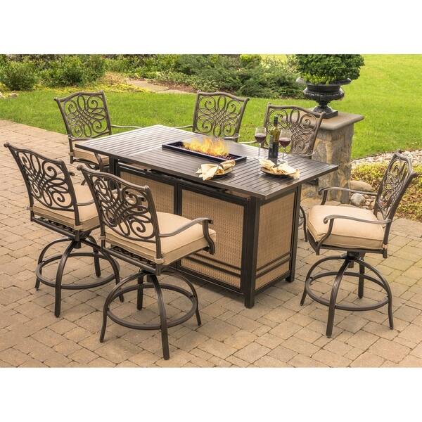 Shop Traditions 7 Piece High Dining Set In Tan With 30 000 Btu