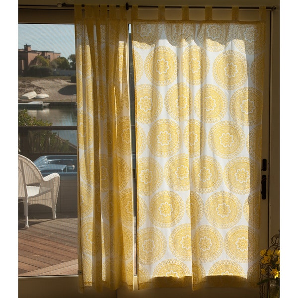 Shop Handmade Sheer Sunshine Yellow Handmade Mandala Curtain Panel