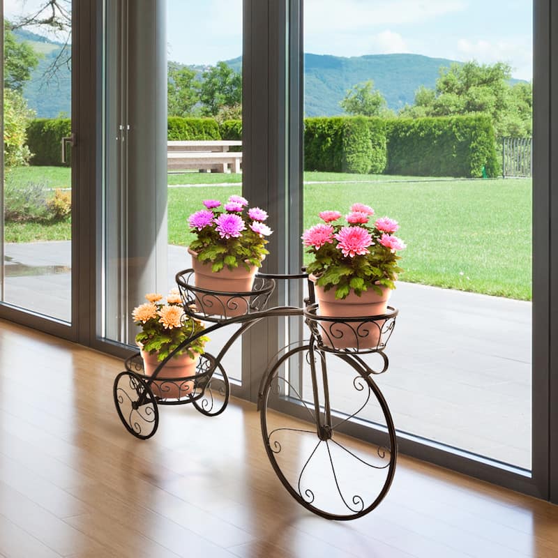 Tricycle Plant Stand - Flower Pot Cart Holder - Parisian Style (Bronze)