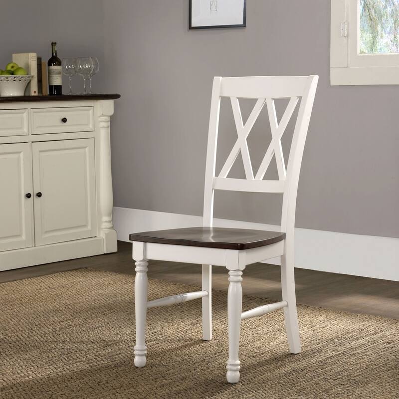 Crosley Shelby Cherry/Antique White Wood Dining Chair (Set of 2) - 17.75 "W x 23.5 "D x 39 "H