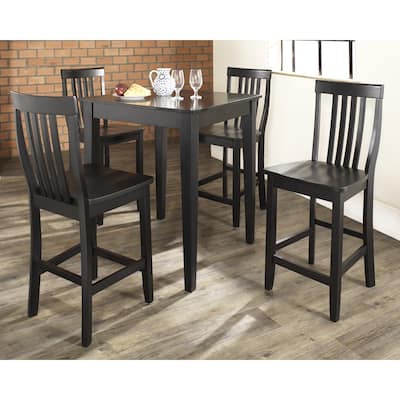 5 Piece Pub Dining Set with Tapered Leg and School House Stools