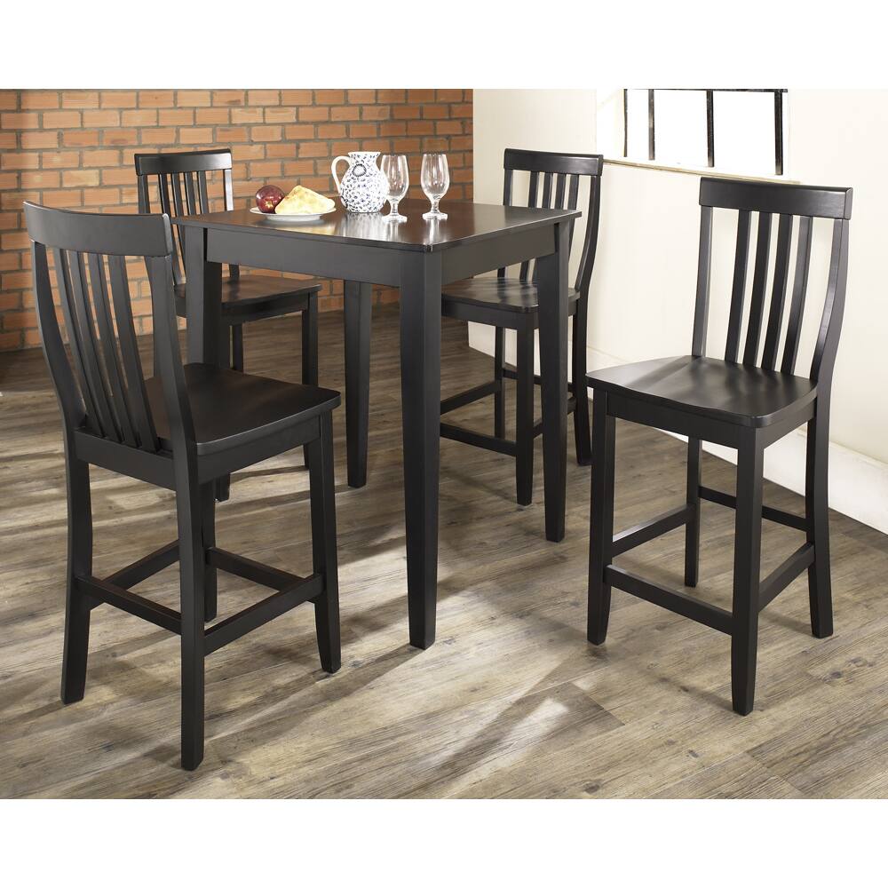 Crosley 5-Piece Bar Table with 4 School House Counter Height Bar Stools