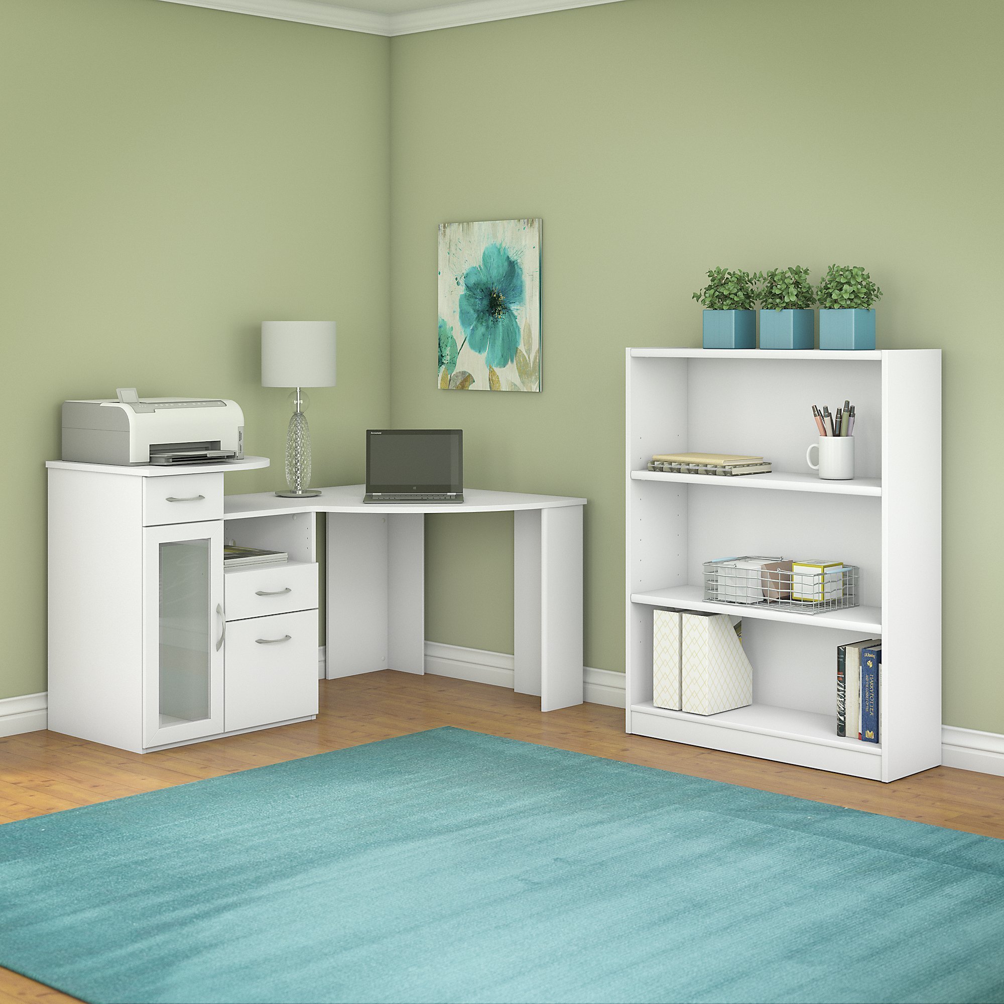 Shop Bush Furniture Vantage Corner Desk And Bookcase Set In Pure