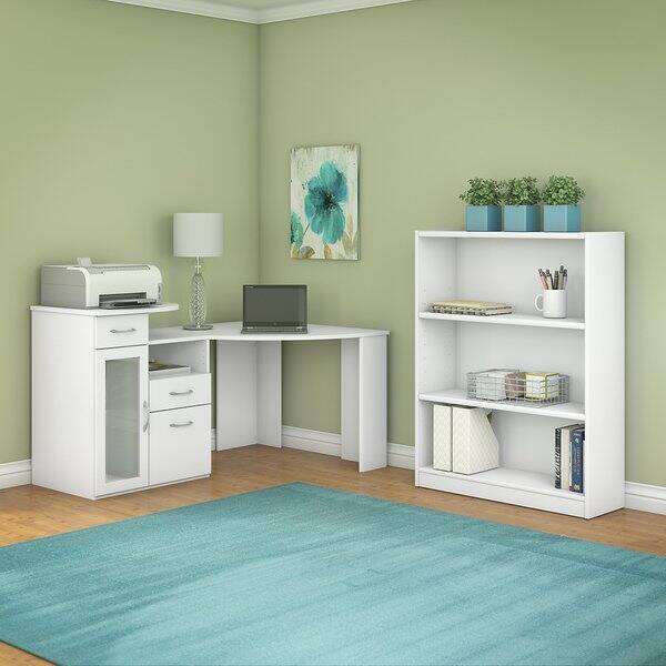 Shop Bush Furniture Vantage Corner Desk And Bookcase Set In Pure