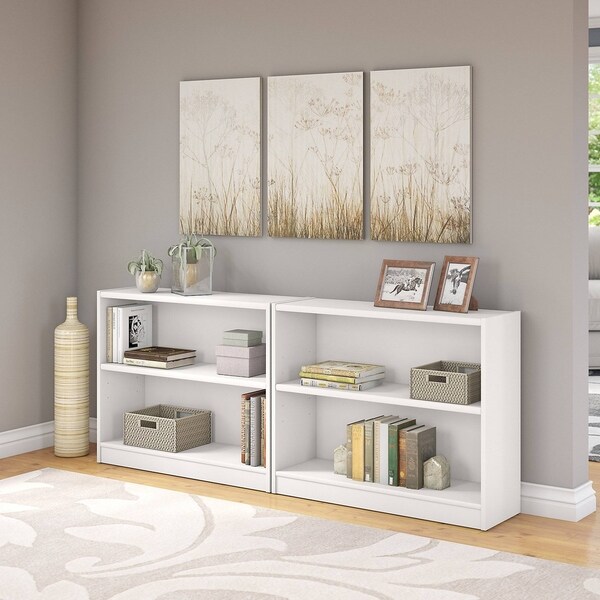 Shop Universal 2 Shelf Bookcase Set Of 2 In Pure White Free Shipping