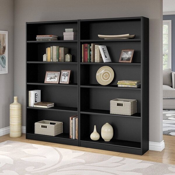 Universal 5 Shelf Bookcase Set Of 2 In Clic Black Free Universal 5 Shelf Bookcase Set Of 2 In Clic Black