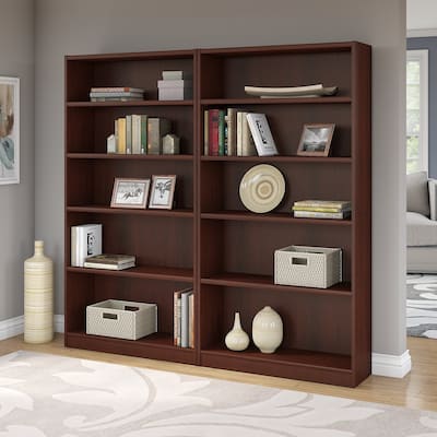 Universal Snow Maple 5-shelf Bookcase (Set of 2)