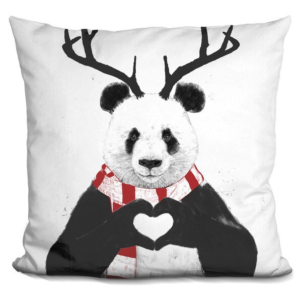 Balazs Solti 'Angry bear with antlers' Throw Pillow