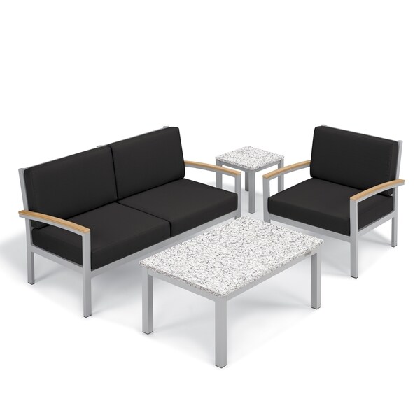Oxford Garden Travira 4 Piece Seat Lite Core Granite Ash Oxford Garden Travira 4 Piece Seat Lite Core Granite Ash Table Chat Set Natural Tekwood Armcaps Jet Black Cushion Free Shipping Today