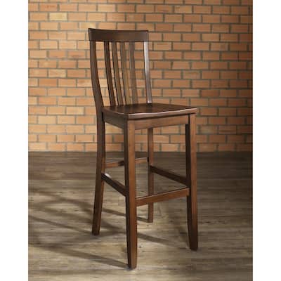 School House Vintage Mahogany Finish Rubberwood Bar Stool with 30-inch Seat Height (Set of 2)