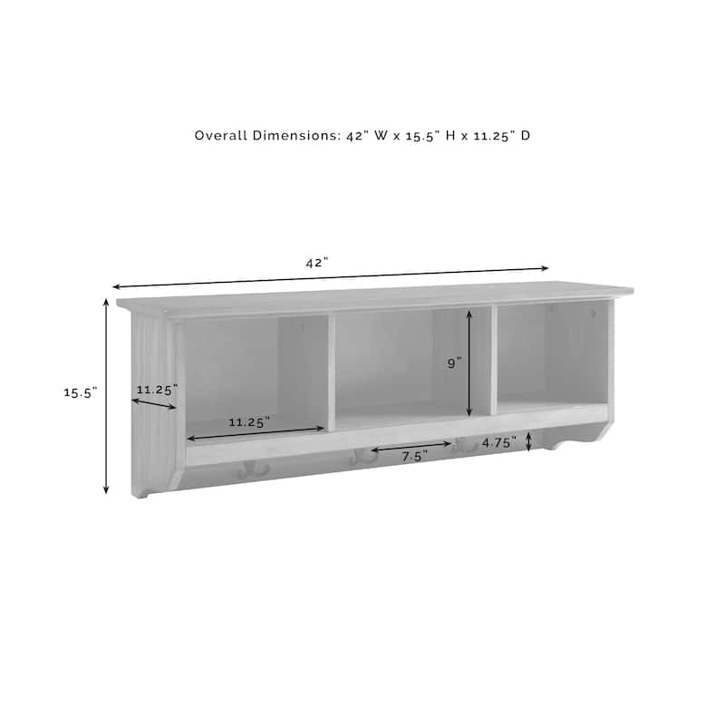 Crosley Brennan White Wood 2-piece Entryway Bench and Shelf Set - 41.5"W x 18.25"H x 15"D