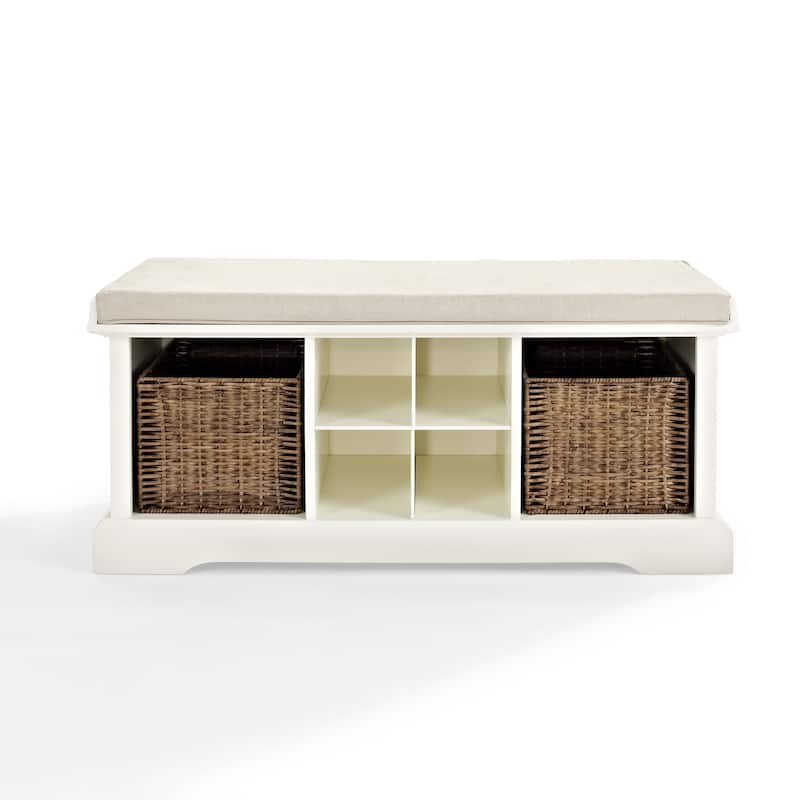 Brennan White Wood Entryway Storage Bench